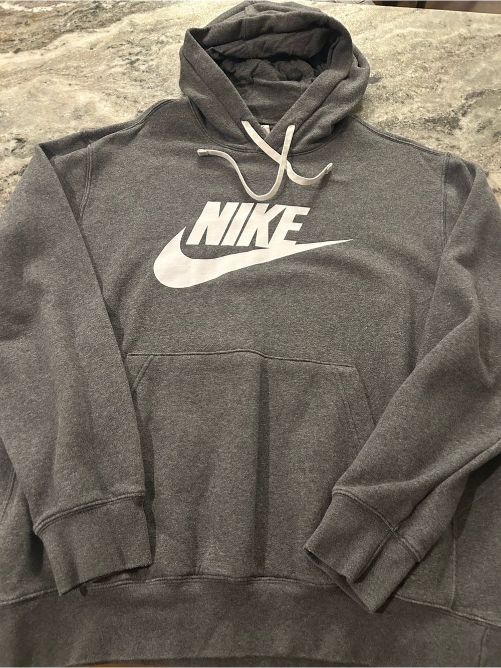 Nike Men's Gray Logo Hoodie size large